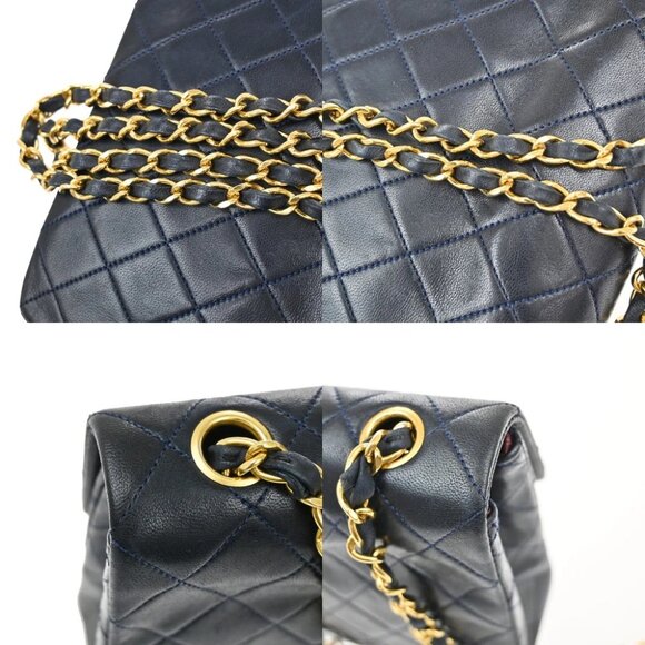 CHANEL CC Mini Matelasse Chain Shoulder Bag Leather Blue GHW Vintage - Picture 14 of 16